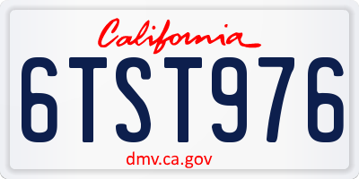CA license plate 6TST976
