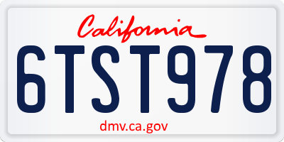 CA license plate 6TST978