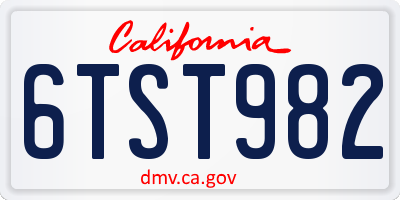 CA license plate 6TST982