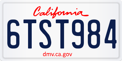 CA license plate 6TST984