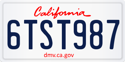 CA license plate 6TST987