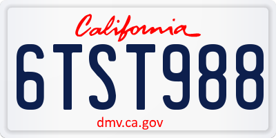 CA license plate 6TST988