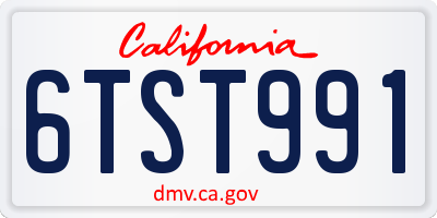 CA license plate 6TST991