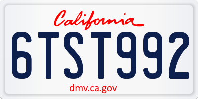 CA license plate 6TST992