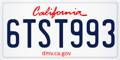 CA license plate 6TST993