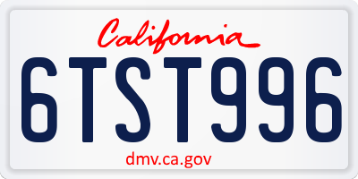 CA license plate 6TST996