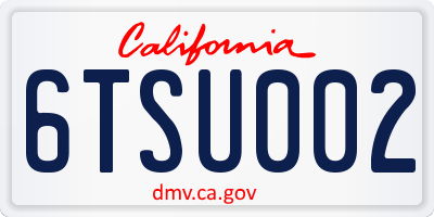 CA license plate 6TSU002