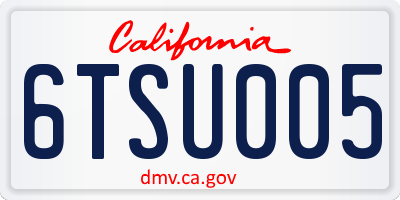 CA license plate 6TSU005
