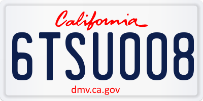 CA license plate 6TSU008