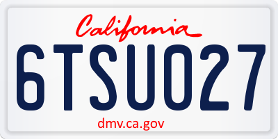 CA license plate 6TSU027