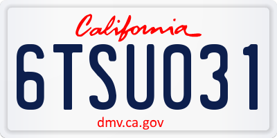 CA license plate 6TSU031