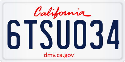 CA license plate 6TSU034
