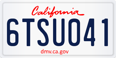 CA license plate 6TSU041
