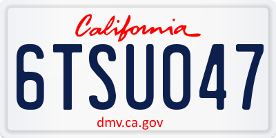 CA license plate 6TSU047