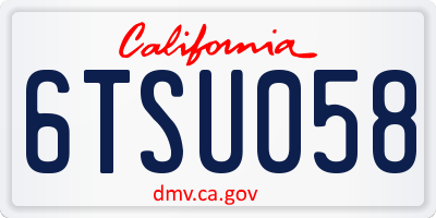 CA license plate 6TSU058