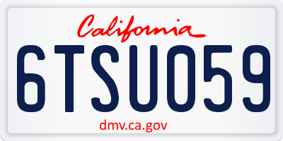 CA license plate 6TSU059