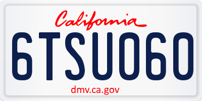 CA license plate 6TSU060