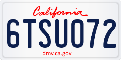 CA license plate 6TSU072