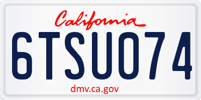 CA license plate 6TSU074