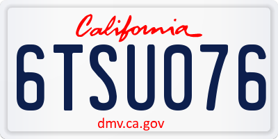 CA license plate 6TSU076
