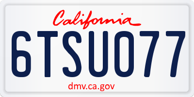 CA license plate 6TSU077