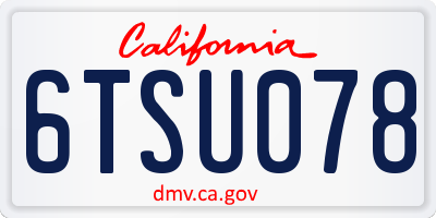 CA license plate 6TSU078