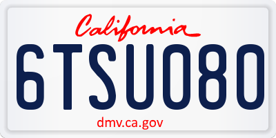 CA license plate 6TSU080