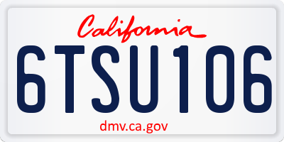 CA license plate 6TSU106