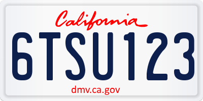 CA license plate 6TSU123
