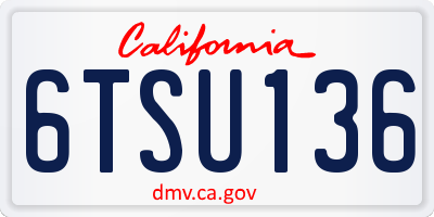 CA license plate 6TSU136