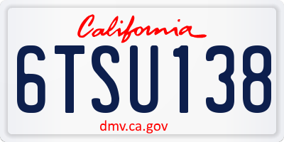CA license plate 6TSU138