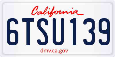 CA license plate 6TSU139