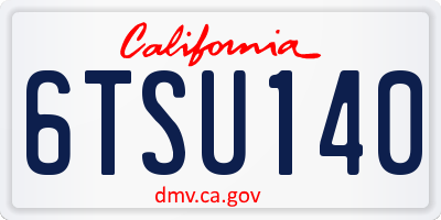 CA license plate 6TSU140