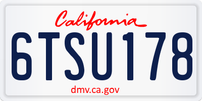 CA license plate 6TSU178
