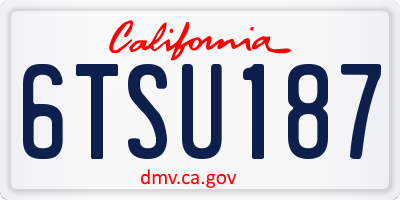 CA license plate 6TSU187