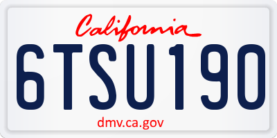 CA license plate 6TSU190