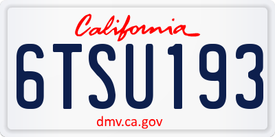 CA license plate 6TSU193