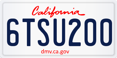 CA license plate 6TSU200