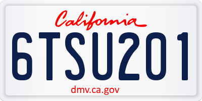 CA license plate 6TSU201