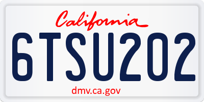 CA license plate 6TSU202