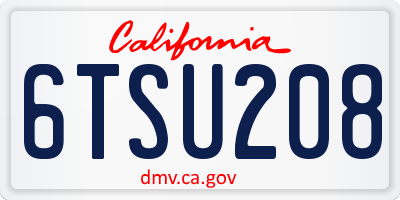 CA license plate 6TSU208