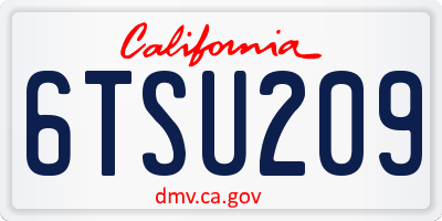 CA license plate 6TSU209