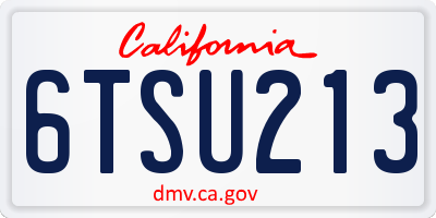 CA license plate 6TSU213