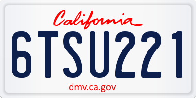 CA license plate 6TSU221
