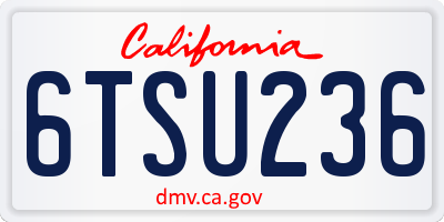 CA license plate 6TSU236