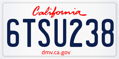 CA license plate 6TSU238