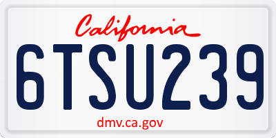 CA license plate 6TSU239