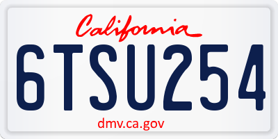 CA license plate 6TSU254