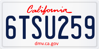 CA license plate 6TSU259