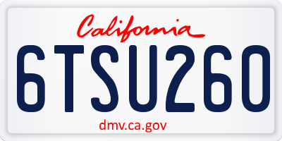CA license plate 6TSU260